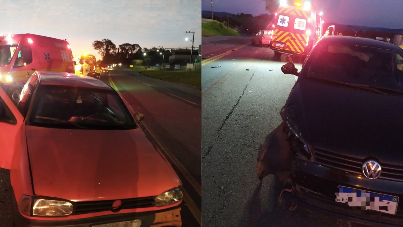 Colisão entre dois carros na SC-150 em Lacerdópolis deixa três pessoas hospitalizadas