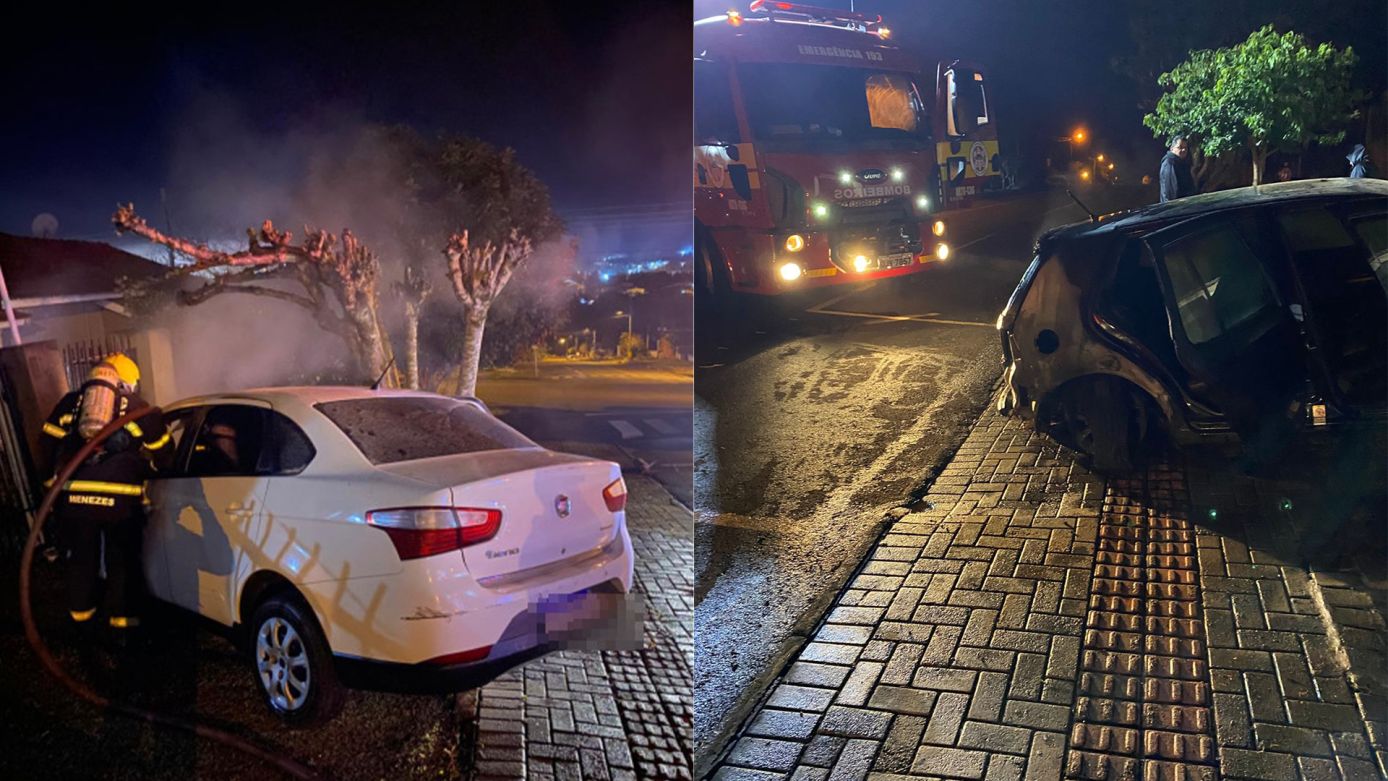 Incêndio consome dois veículos e deixa três pessoas intoxicadas por fumaça em São Domingos