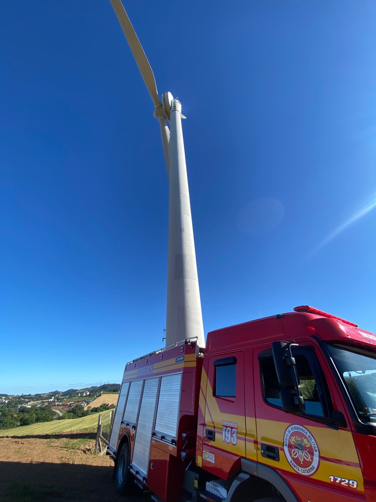 Trabalhador sofre queimaduras graves em incêndio de aerogerador em usina eólica em São José do Cedro